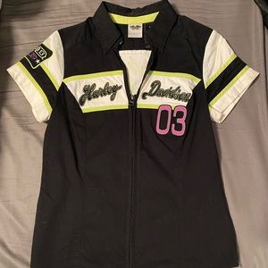 Harley Davidson zip up shirt top
